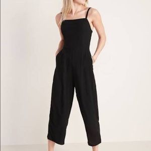 Black midi gaucho jumpsuit